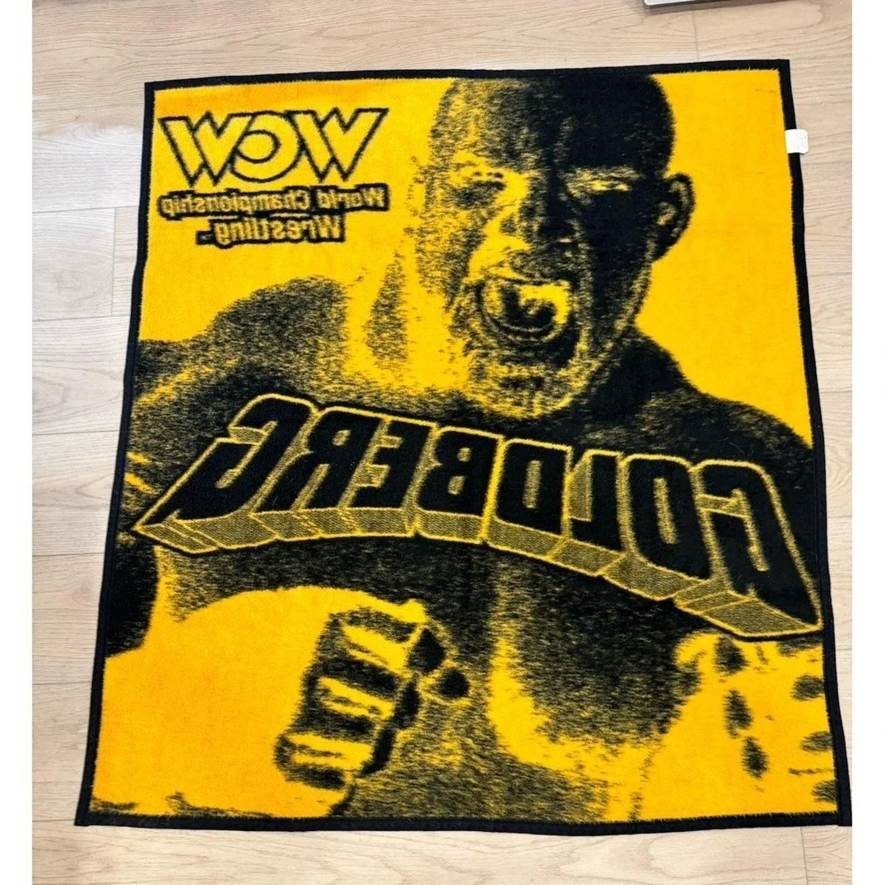 VTG 90's WCW Goldberg Fuzzy Throw Blanket Soft WWE Rare Pro Wrestling Biederlack